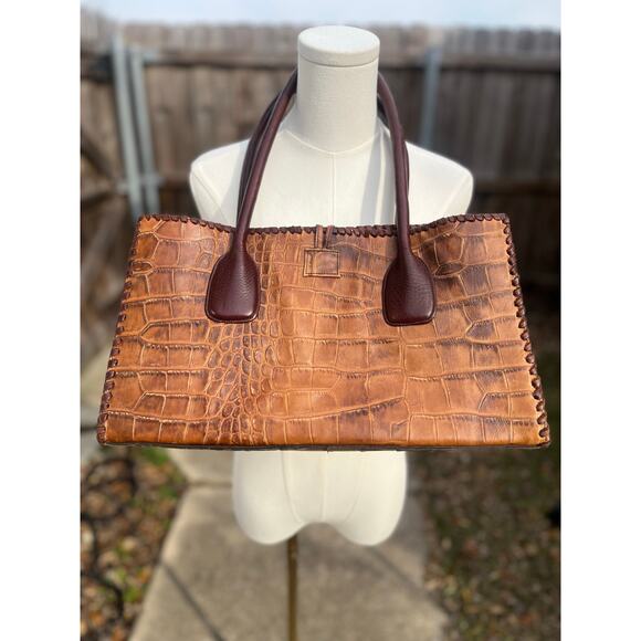 JUAN ANTONIO HORNBACK CARAMEL LEATHER TOTE - Picture 2 of 11
